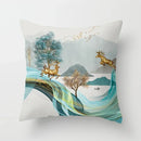 Axyaa Black Gold Elk Tree Bird Butterfly Printed Pillowcase for Living Room Home
