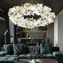 Axyaa Gold Villa Crystal LED Chandelier - Elegant Lighting for Dining Room & Lobby