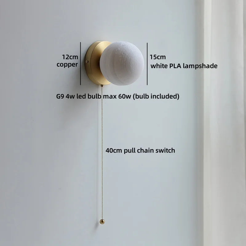 Axyaa Nordic LED Wall Lamp for Bedroom Bedside, Modern Copper Arm, Up Down Rotate, Bathroom Mirror Light
