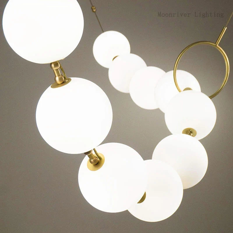 Axyaa White Glass Ball Necklace Pendant Chandelier for Luxury Ambiance