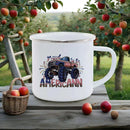 Axyaa Independence Enamel Mug: American Flag Coffee Cup for Freedom Lovers.