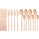 Axyaa Black Gold Stainless Steel Cutlery Set - 16 Piece Dinnerware Flatware Silverware
