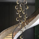 Axyaa Luxury Crystal Aluminum LED Chandelier - Modern Round Hanging Lamps