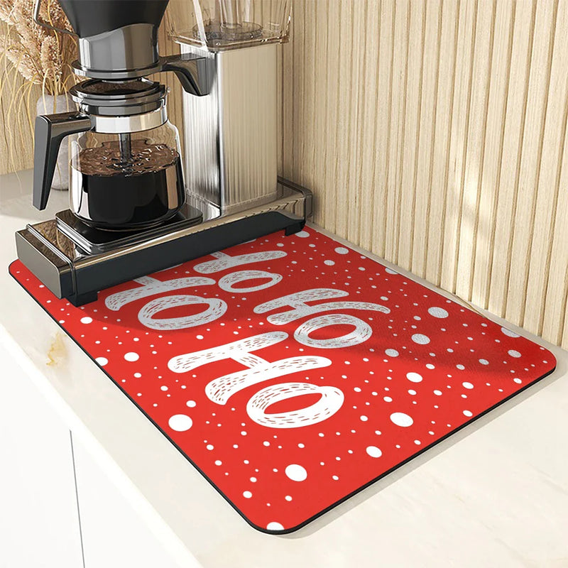 Axyaa Christmas Dot Dry Mat Set - Absorbent & Anti-slip Drain Pad for Kitchen & Bathroom