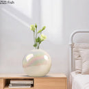 Axyaa Ceramic Vase: Gradient Pearl White Desk Decoration for Flowers Arrangement