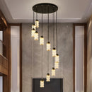 Axyaa Modern Staircase Light Disc Chandelier for Duplex Loft, Living Room Lighting