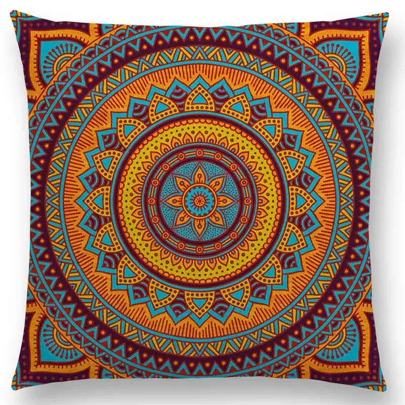 Axyaa Boho Rainbow Mandala Pillow Case Sun Moon Flowers Dream Fantasy Cover
