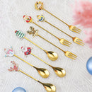 Axyaa Stainless Steel Christmas Dessert Set - Creative Cartoon Cutlery
