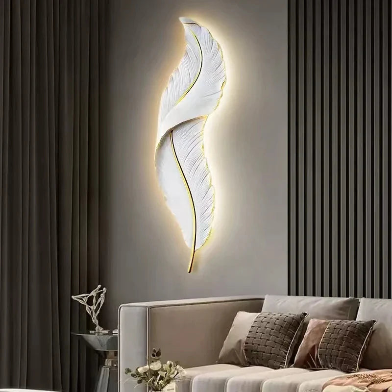 Axya Feather Resin Wall Lamps: Modern LED Wall Sconces for Home Decor