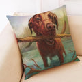 Axyaa Funny Pet Dog Pattern Linen Cushion Cover 45x45cm for Home Decor