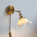 Axyaa White Flower Ceramic Wall Lamp Sconce Indoor Lighting Plug Switch Bedroom Mirror Light