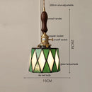 Axyaa Vintage LED Pendant Light with Wood, Copper & Glass Lampshade