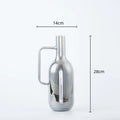 Axyaa Silver Glass Vase with Geometric Handle: Elegant Kettle for Living Room Decor
