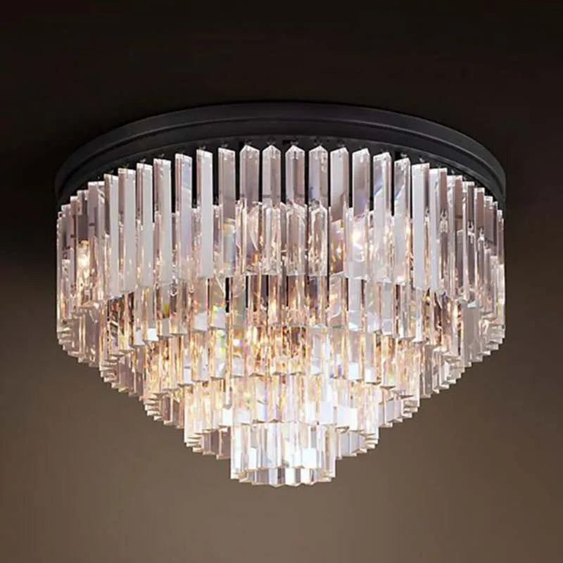 Axyaa Crystal Ceiling Flush Mount Light for Home and Hotel Decor