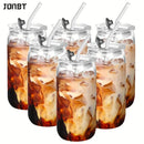 Axyaa 16oz Glass Tumblers with Lids & Straws - Set of 2