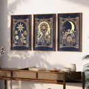 Retro Tarot Cards Sun Moon Stars Wall Art Canvas Axyaa Set