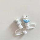 Kawaii Cat Silicone Straw Cover for 10mm Straws - Axyaa Charm Decoration