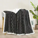 Axyaa Geometric Jacquard Throw Blanket: Double-Sided Soft Coral Fleece Bed Cover