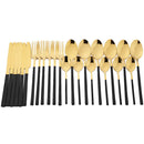 Axyaa 24-Piece Stainless Steel Black Cutlery Set Dinnerware Flatware Tableware