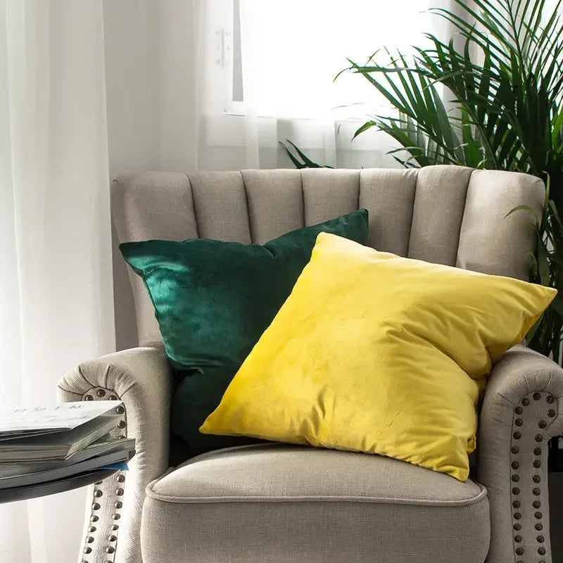 Axyaa Velvet Cushion Cover Set - Vibrant Decorative Throw Pillow Case for Living Room
