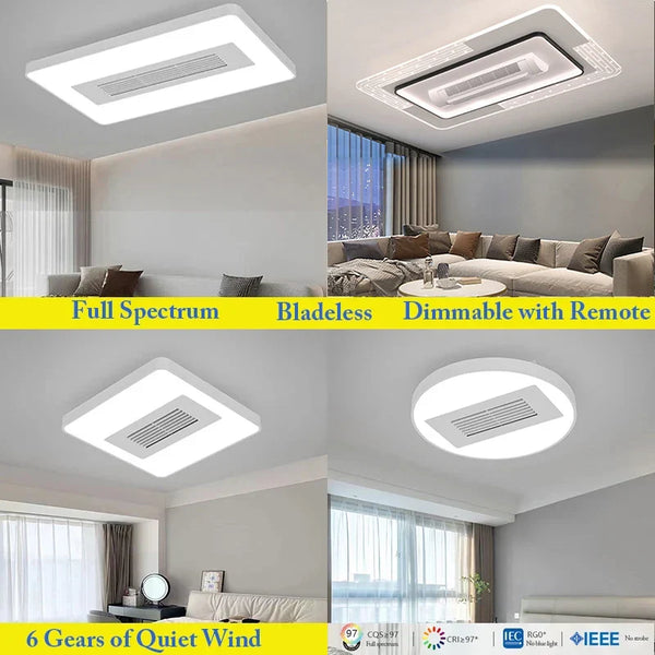Axyaa Bladeless Ceiling Fan with LED Light, Dimmable, Remote Control, Quiet for Bedroom and Living Room