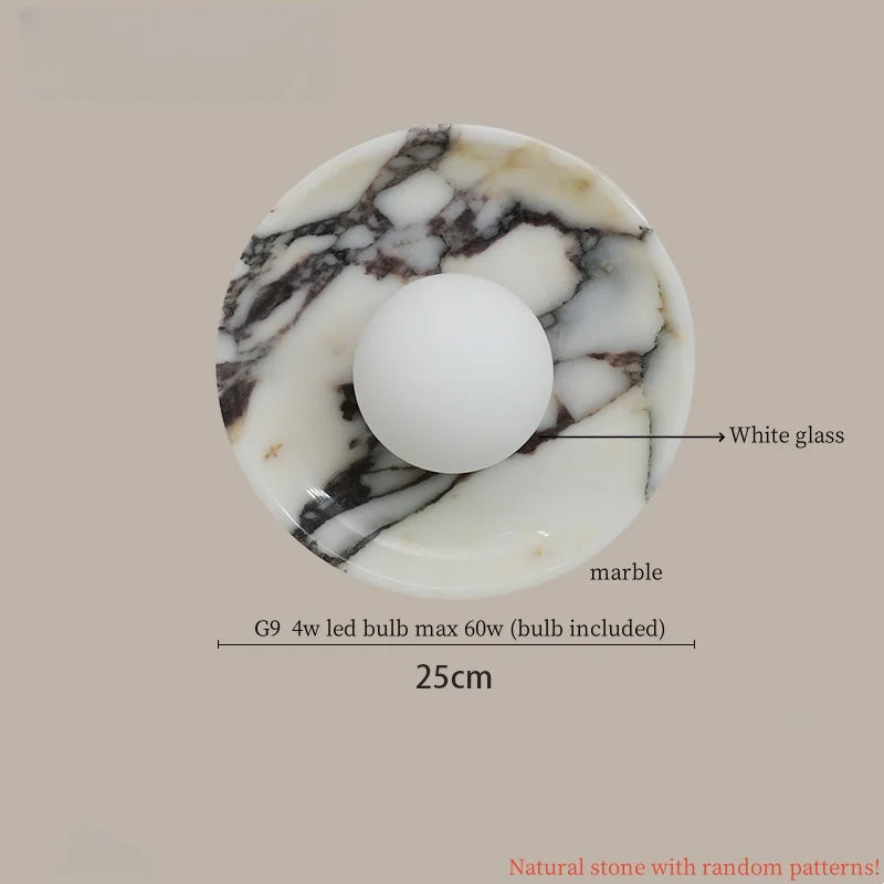 Axyaa Circular Marble LED Wall Lamps Nordic Minimalism Living Room Lights