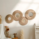 Axyaa Round Wall Mirror with Woven Hemp Rope for Boho Home Decor