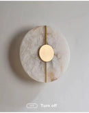 Round Natural Marble LED Wall Lamp by Axyaa - Elegant Bedroom Bedside Lighting Fixture