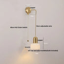 Axyaa Rotatable Ceramic LED Wall Sconce Nordic Walnut Wood Pull Chain Switch Bedside Lamp
