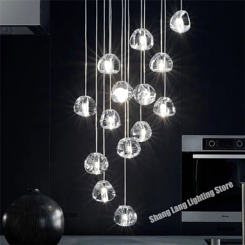 Axyaa Water Droplet Crystal LED Chandelier, Modern Luxury Pendant Light