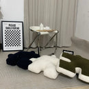Axyaa Teddy Velvet Jigsaw Seat Cushion - White & Black Soft Back Pillow