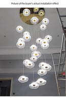 Axyaa Lotus Leaf Acrylic Chandelier for Staircase Duplex & Villa Living Room