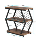Axyaa Industrial End Table with 3 Shelves, Wood Top & Metal Frame