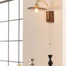 Axyaa Walnut Wood LED Wall Light Fixture Glass Pull Chain Switch