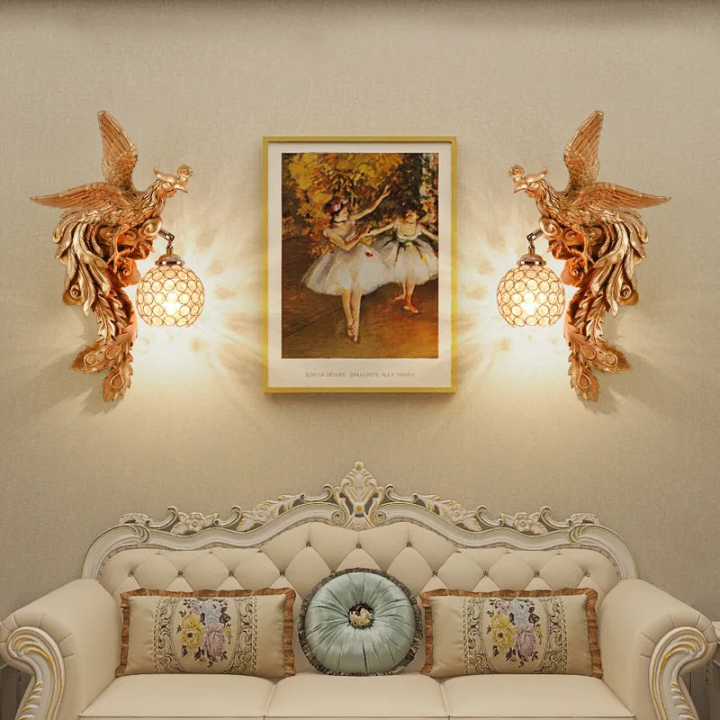 Luxury Dragon Phoenix Wall Light by Axyaa - Elegant Decor Lamp for Home Living Spaces