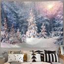 Axyaa Snowy Forest Tapestry Tree Wall Hanging for Home Decor