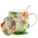 Axyaa Floral Rose Bone  Thermos Tumbler Mug - Tea for One Cup - Large Mug