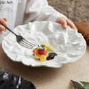 Axya Ceramic Dinner Plate Set for Home Kitchen & Restaurant - Wrinkled Texture, Steak, Salad & Snack Plates