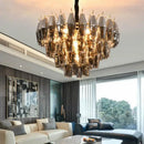 Axyaa Metal Amber Glass Pendant Lights - Gray Chain Pendant Lighting Fixtures