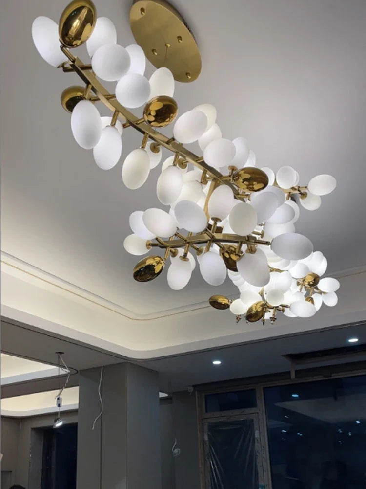 Axyaa Gold Grape Chandelier Glass Pendant Lights for Living Room and Kitchen