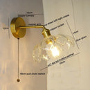 Axyaa Nordic Modern LED Wall Lights Copper Glass Pull Chain Switch Home Decor