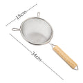 Axyaa Stainless Steel Double Ear Colander Spoon(Strainer) with Wooden Handle
