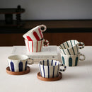 Stripe Latte Art Coffee Mug Set by Axyaa - Exquisite Ceramic Cup for Home and Gifts