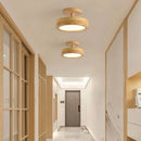 Axyaa Nordic Wooden Ceiling Light: Minimalist Round LED Fixture for Home Decor