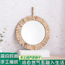 Rustic Rattan Wall Mirror Handmade by Axyaa - Round Bedroom Dressing Mirror