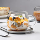 Axyaa Glass Coffee Milk Mug Large Capacity with Handle - Transparent Glass Morning Cup