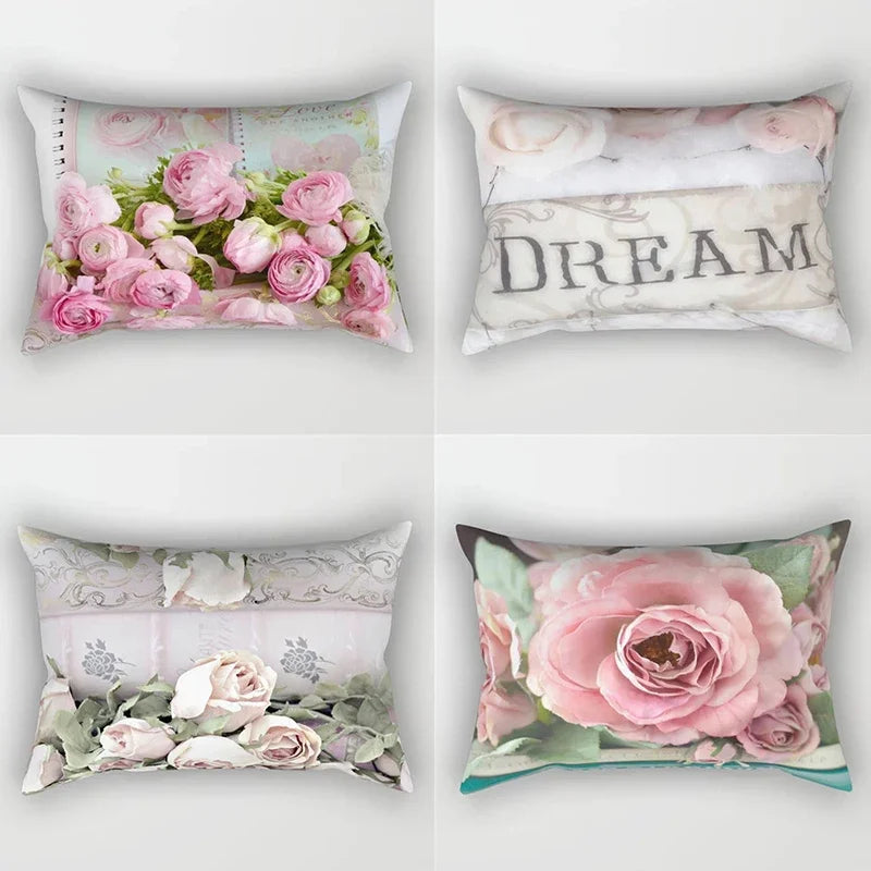 Pink Flower Polyester Pillowcase - Romantic Girl Room Aesthetic Decor