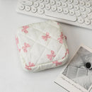 Axyaa Plaid Bow Mini Cosmetic Bag - Compact Travel Jewelry Storage Bag
