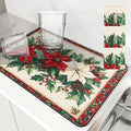 Axyaa Christmas Holly Coffee Cup Drying Mat