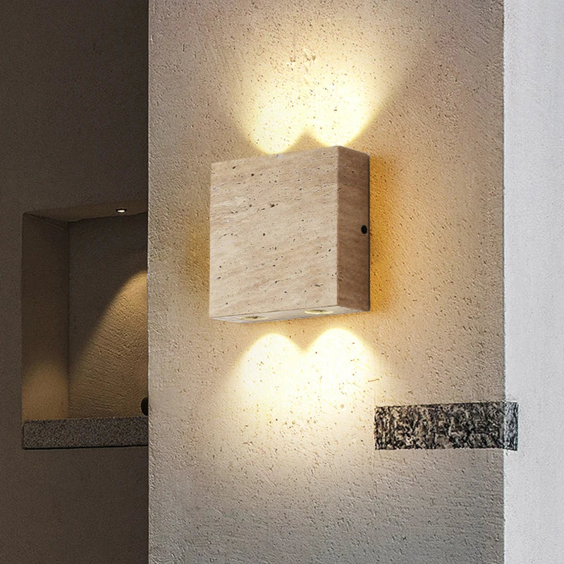 Axyaa LED Wall Lamps with Yellow Stone Lampshade for Indoor Lighting
